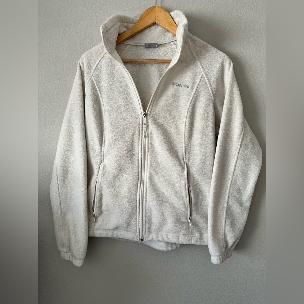 Columbia White Fleece Jacket Size Medium